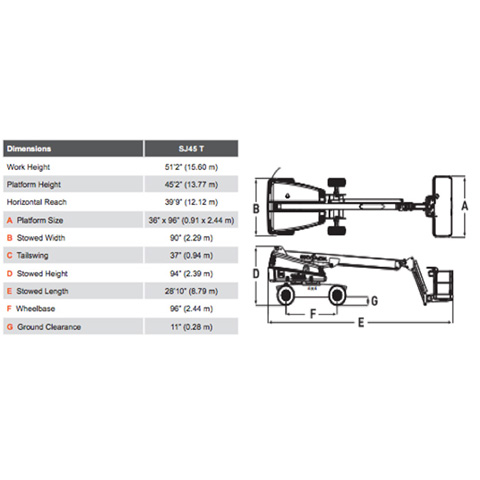 BOOM LIFT 13.8M (46FT) STRAIGHT 4WD - code:100035