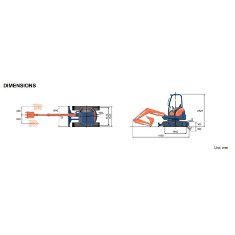 EXCAVATOR - 2.5T ZERO SWING - code:200012