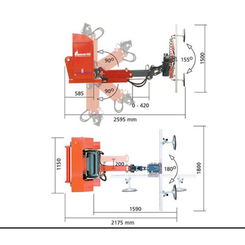 GLASS LIFTER - TELEHANDLER ATTACHMENT 500KG - code:303100